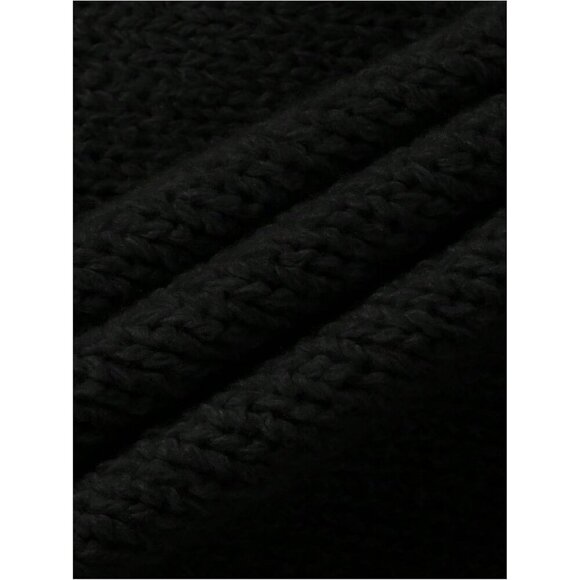 Women's Black Oversized Stitching Long Sleeve Crew Neck Baggy Knit Sweaters - Picture 5 of 5